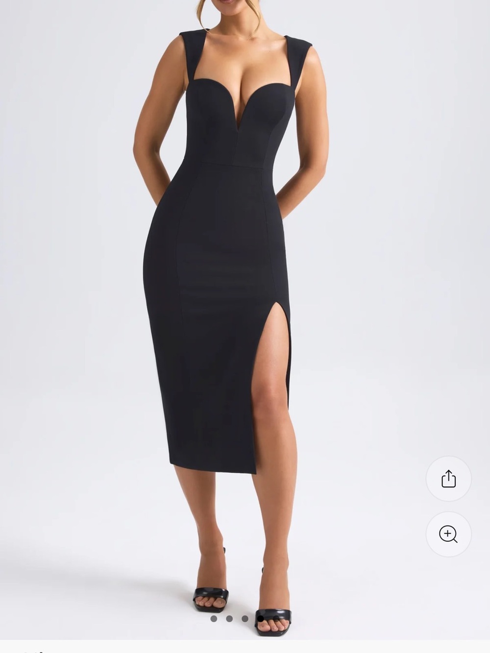 Oh Polly Black Aiko Sweetheart Neckline Bodycon Midi Dress